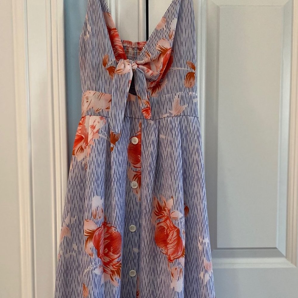 Summer floral dress with cut-outs
